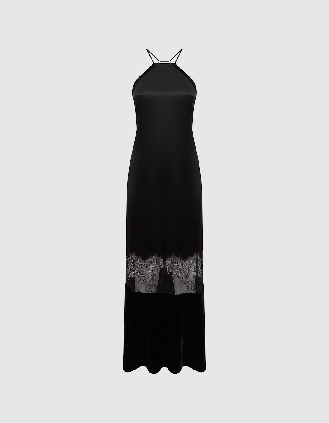 Fitted Satin-Velvet Midi Dress, 2 of 1