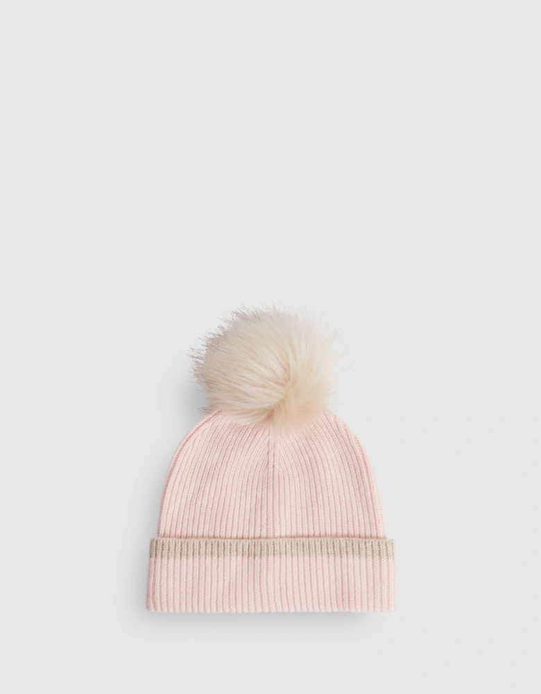 Wool Ribbed Pom-Pom Hat