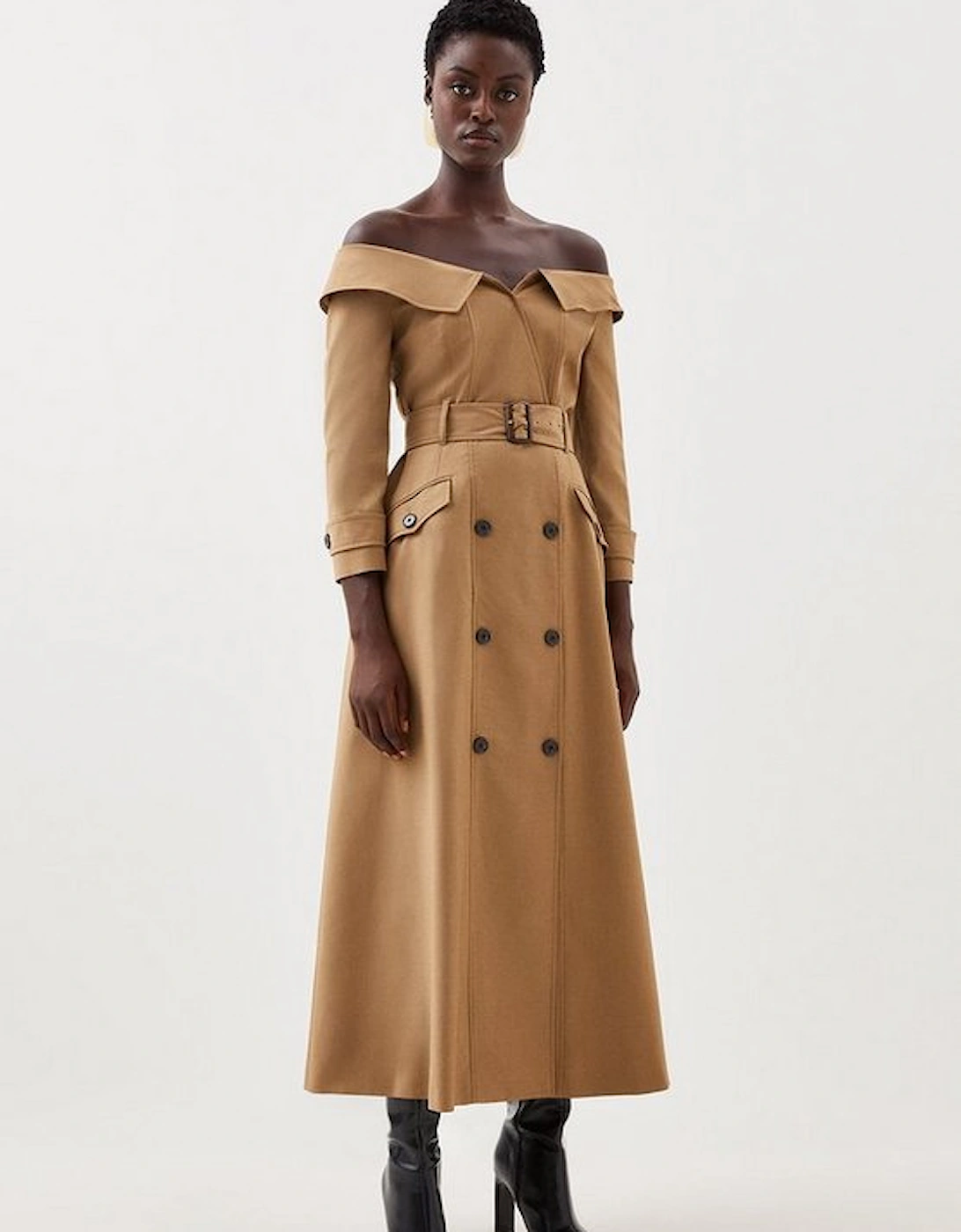 Tailored Wool Blend Trench Midaxi Dress, 5 of 4