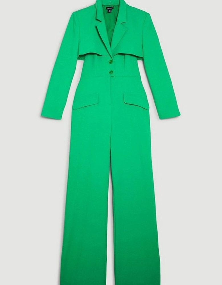 Compact Stretch Tailored Two Piece Jumpsuit