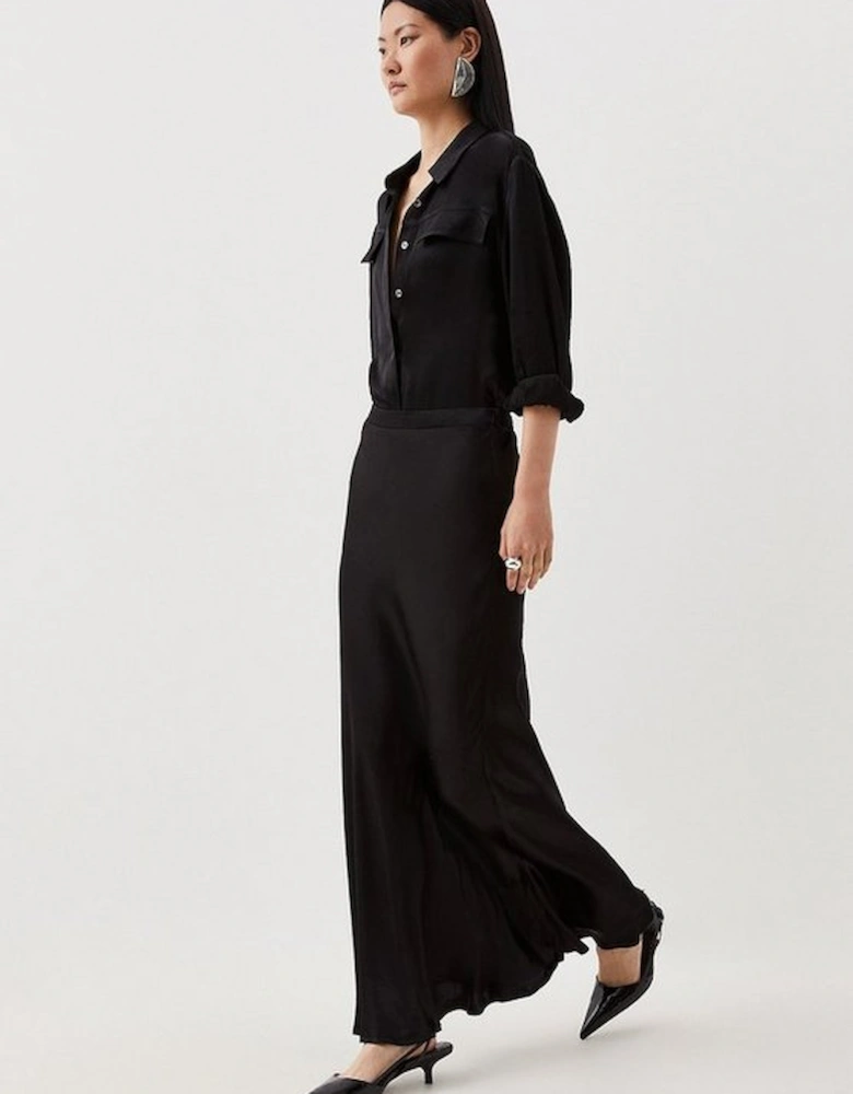 Tall Woven Viscose Satin Maxi Skirt