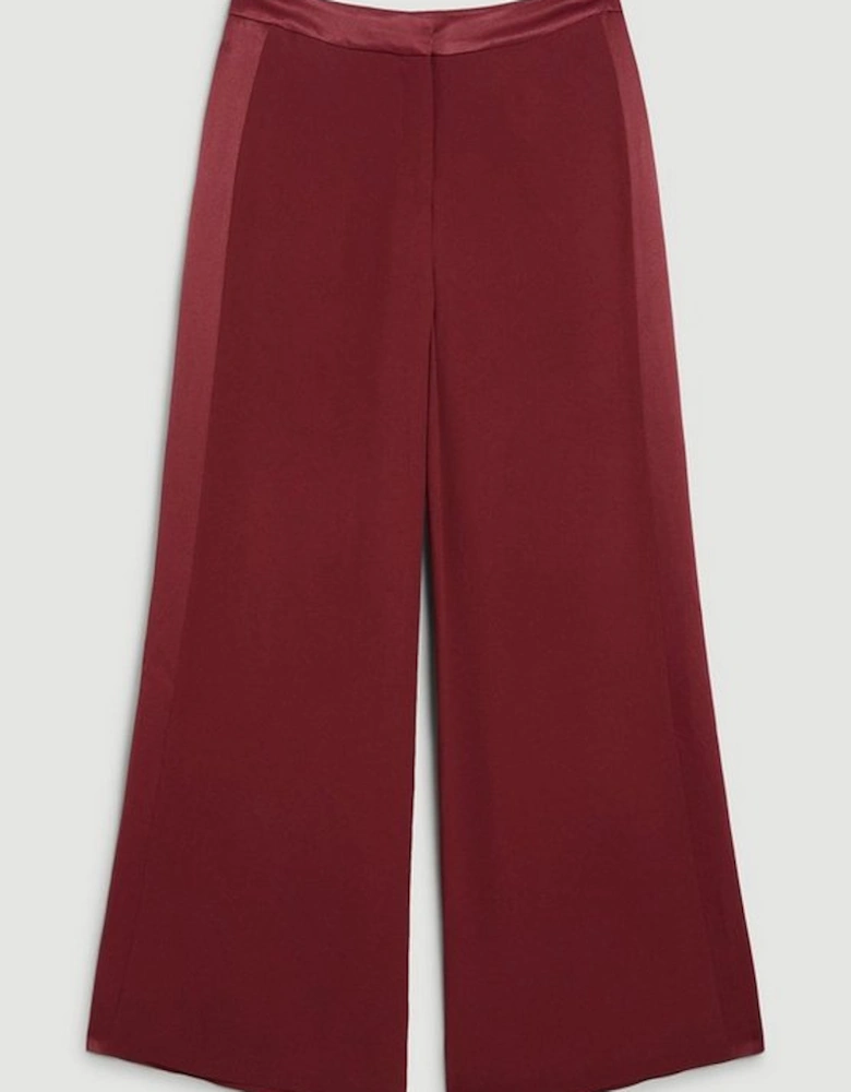 Viscose Satin Back Crepe Tailored Wide Leg Trousers