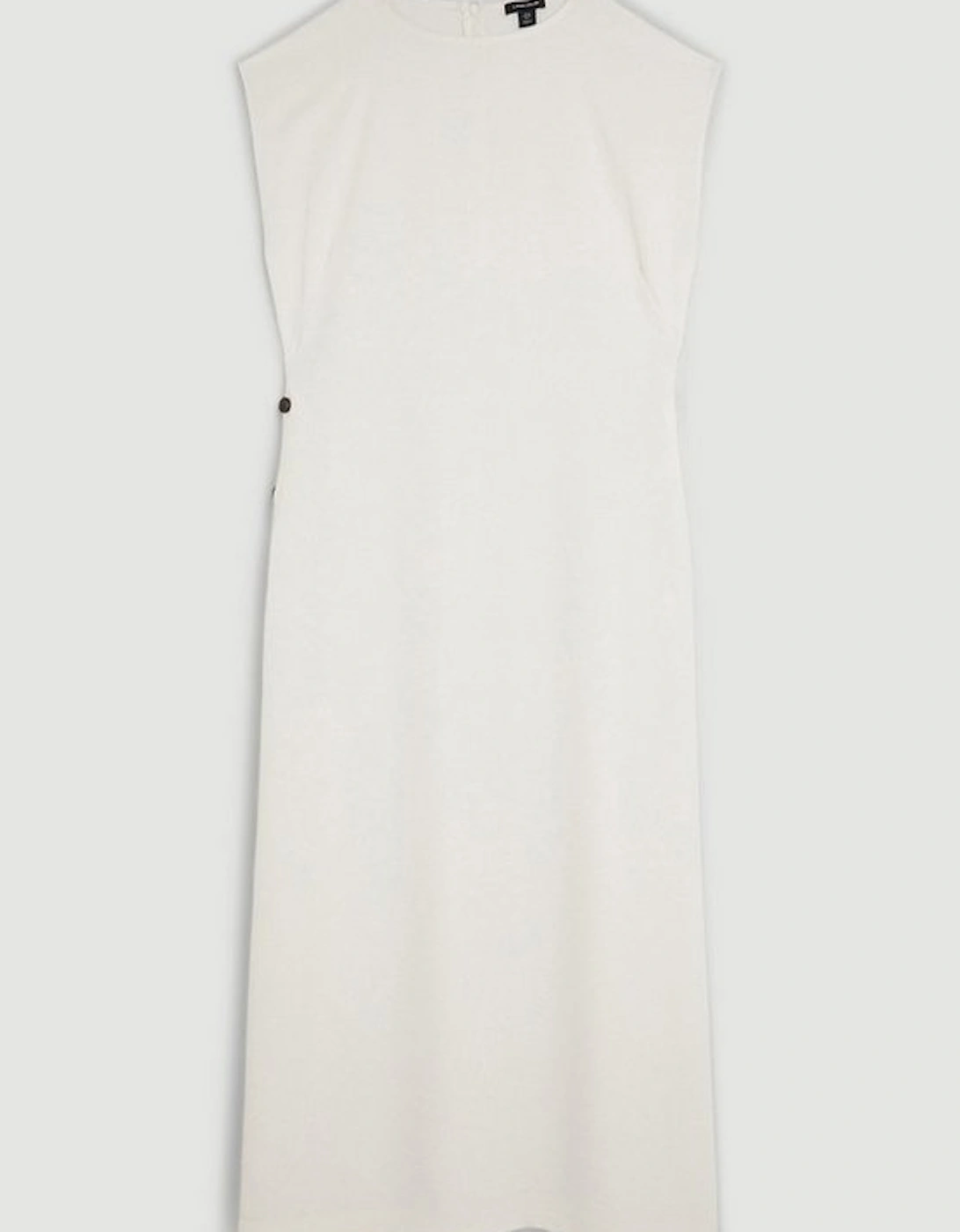 Soft Tailored Button Detail Sleeveless Midi Dress