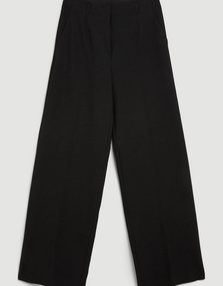 Compact Stretch Wide Leg Darted Tailored Trousers