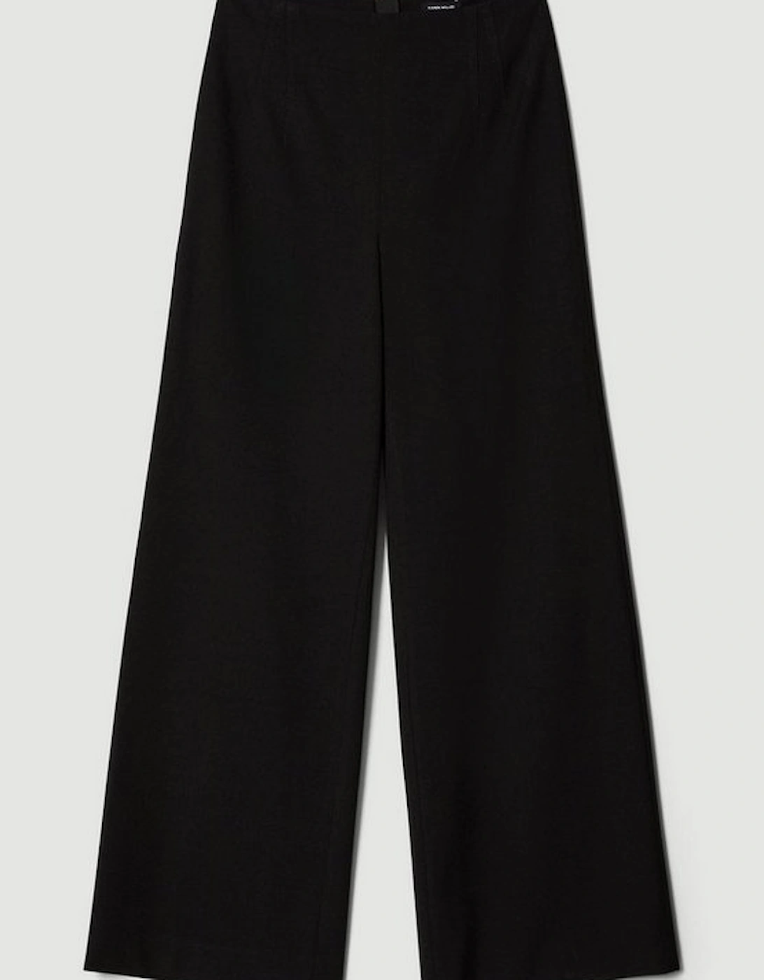 Structured Crepe Tailored High Waist Wide Leg Trousers