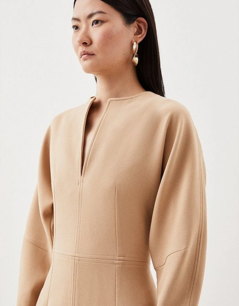 Structured Crepe Tailored Keyhole Rounded A Line Midaxi Dress