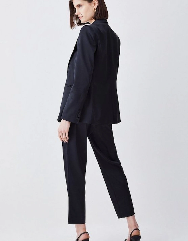 Italian Structured Satin Tailored High Waisted Trousers