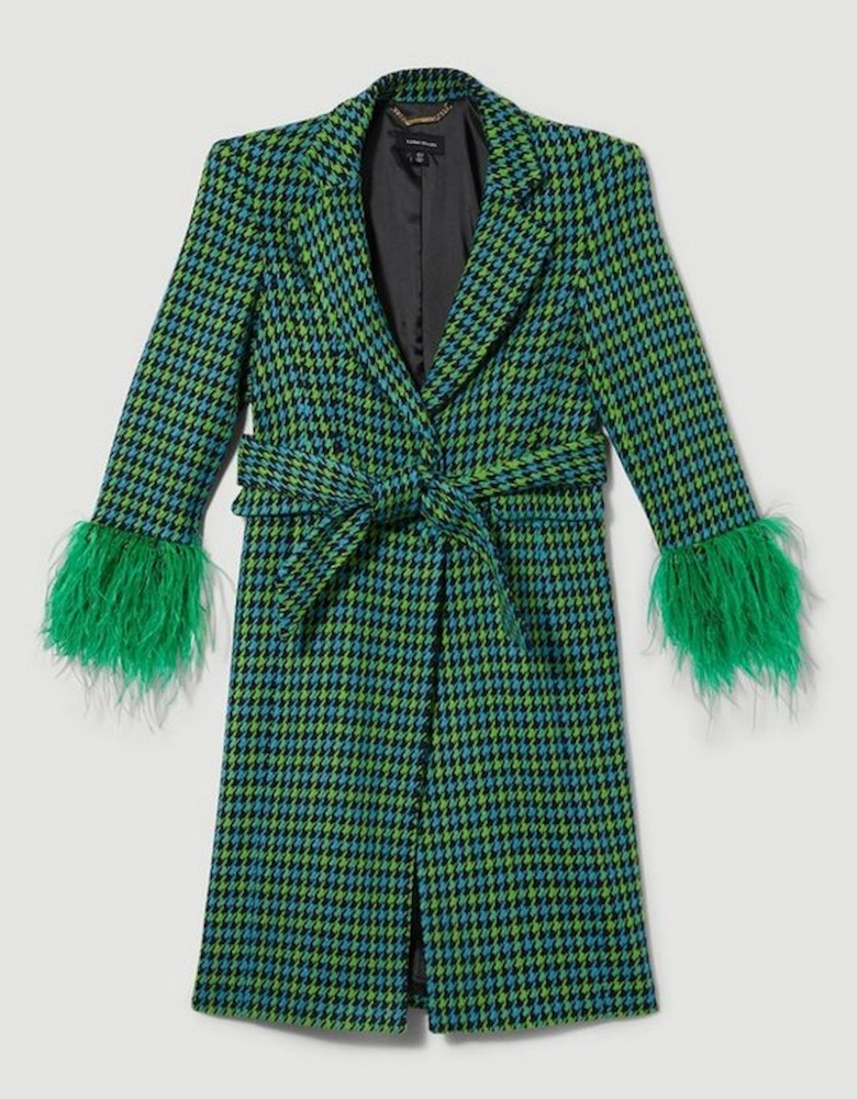Colourpop Tweed Feather Cuff Tailored Coat