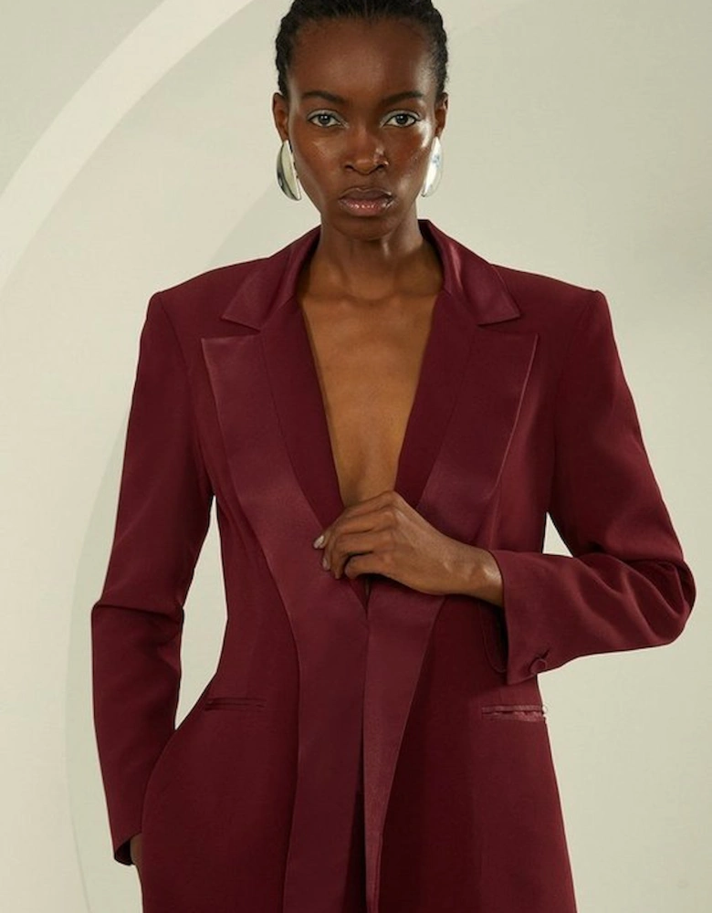 Tailored Viscose Satin Back Crepe Double Lapel Single Breasted Blazer