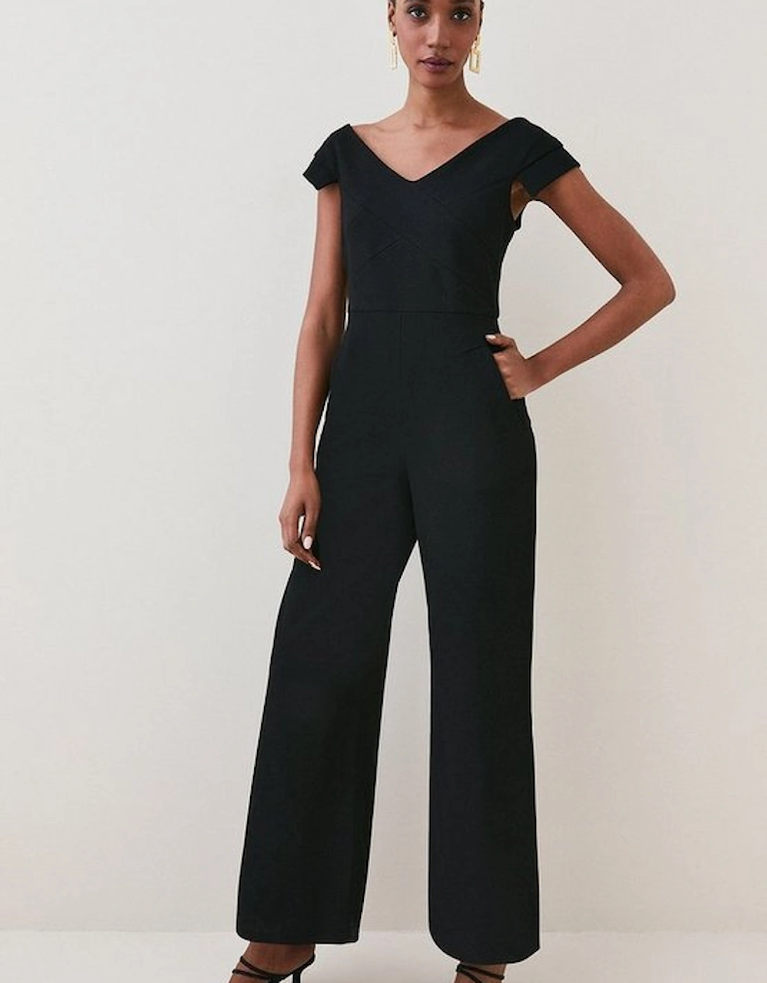 Structured Crepe Tailored Cross Detail Jumpsuit, 5 of 4
