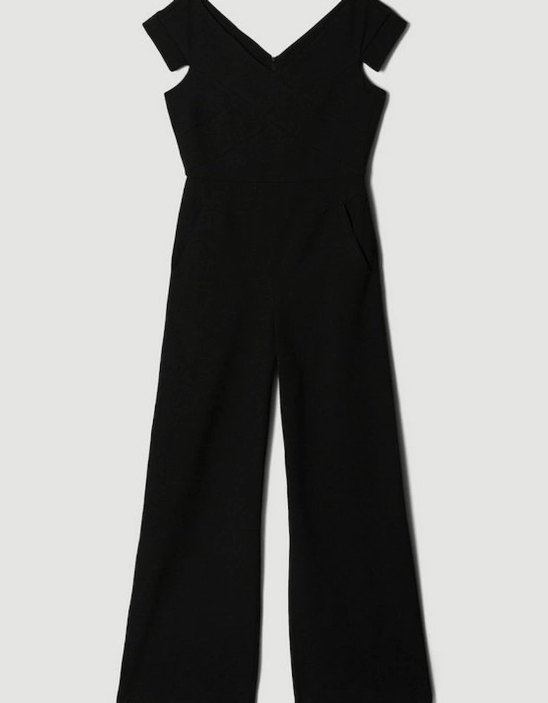 Structured Crepe Tailored Cross Detail Jumpsuit