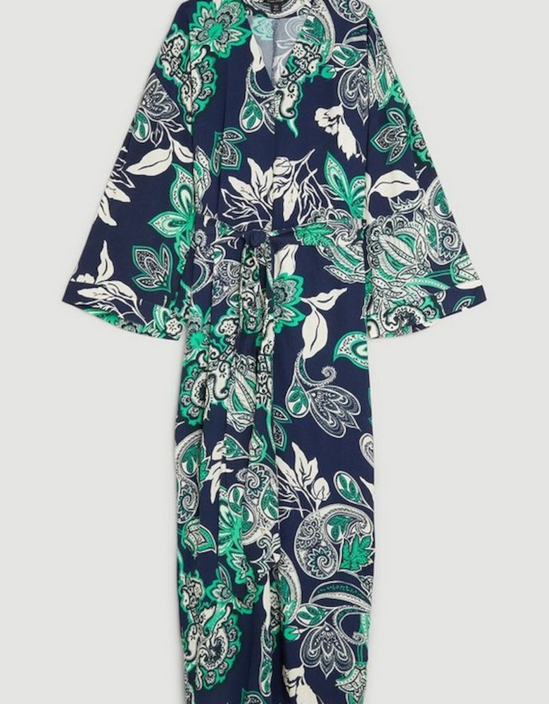 Batik Batwing Sleeve Woven Midi Dress