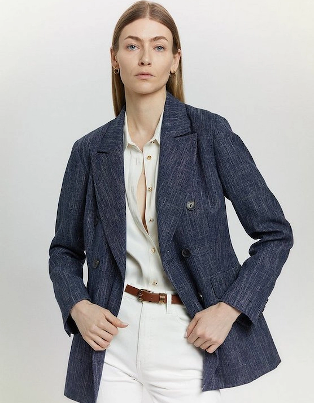 Tailored Denim Look Double Breasted Jacket, 5 of 4