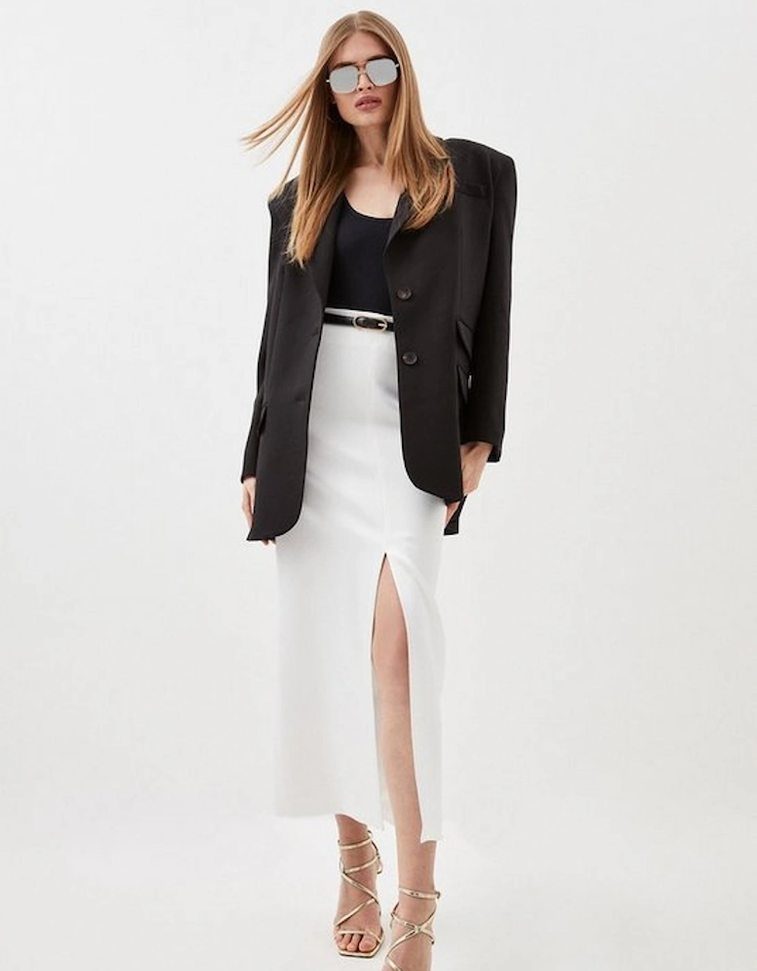 Compact Stretch Strong Shoulder Tailored Longline Blazer, 5 of 4