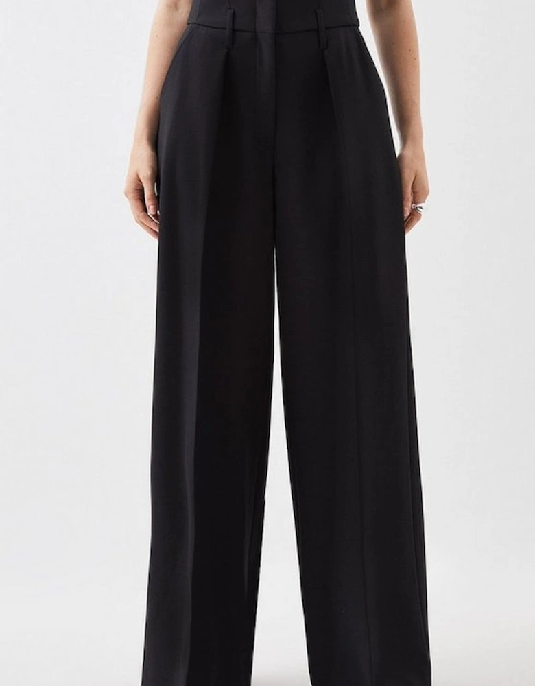 Compact Stretch Tailored High Waist Wide Leg