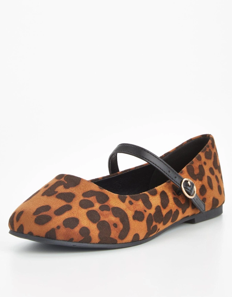 Extra Wide Fit Mary Jane Ballerina - Leopard