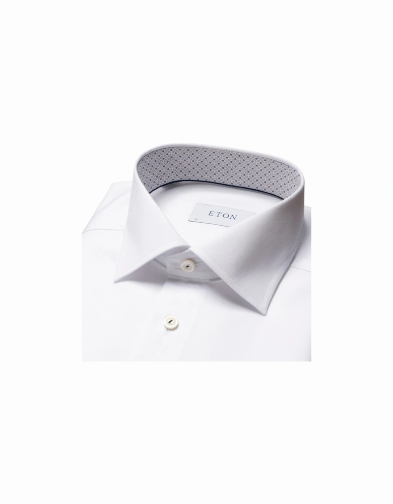 Slim Fit Geometric Effect Twill Shirt 00 White