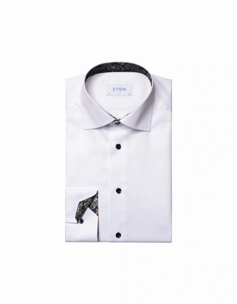 Contemporary Paisley Effect Twill Shirt 00 White