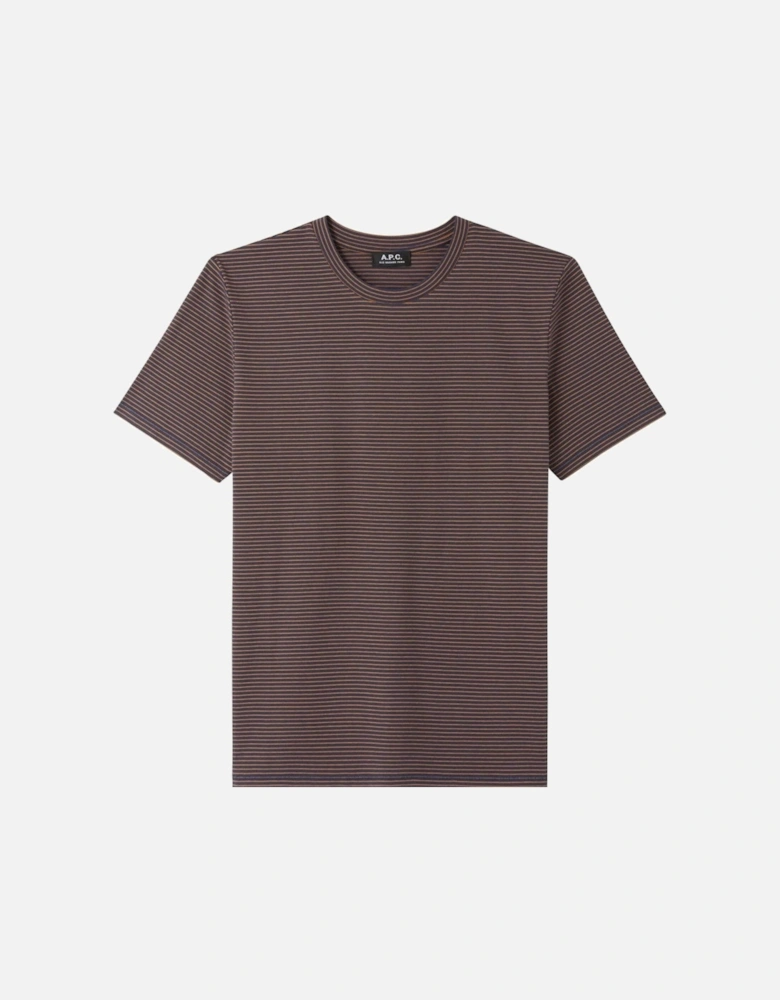 A.P.C Men's Aurelian Stripe Cotton T-shirt Brown