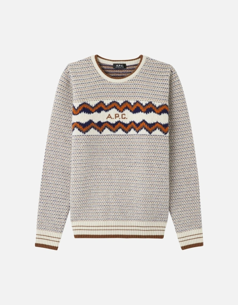 A.P.C Men's Intarsia Logo Wool Jumper White