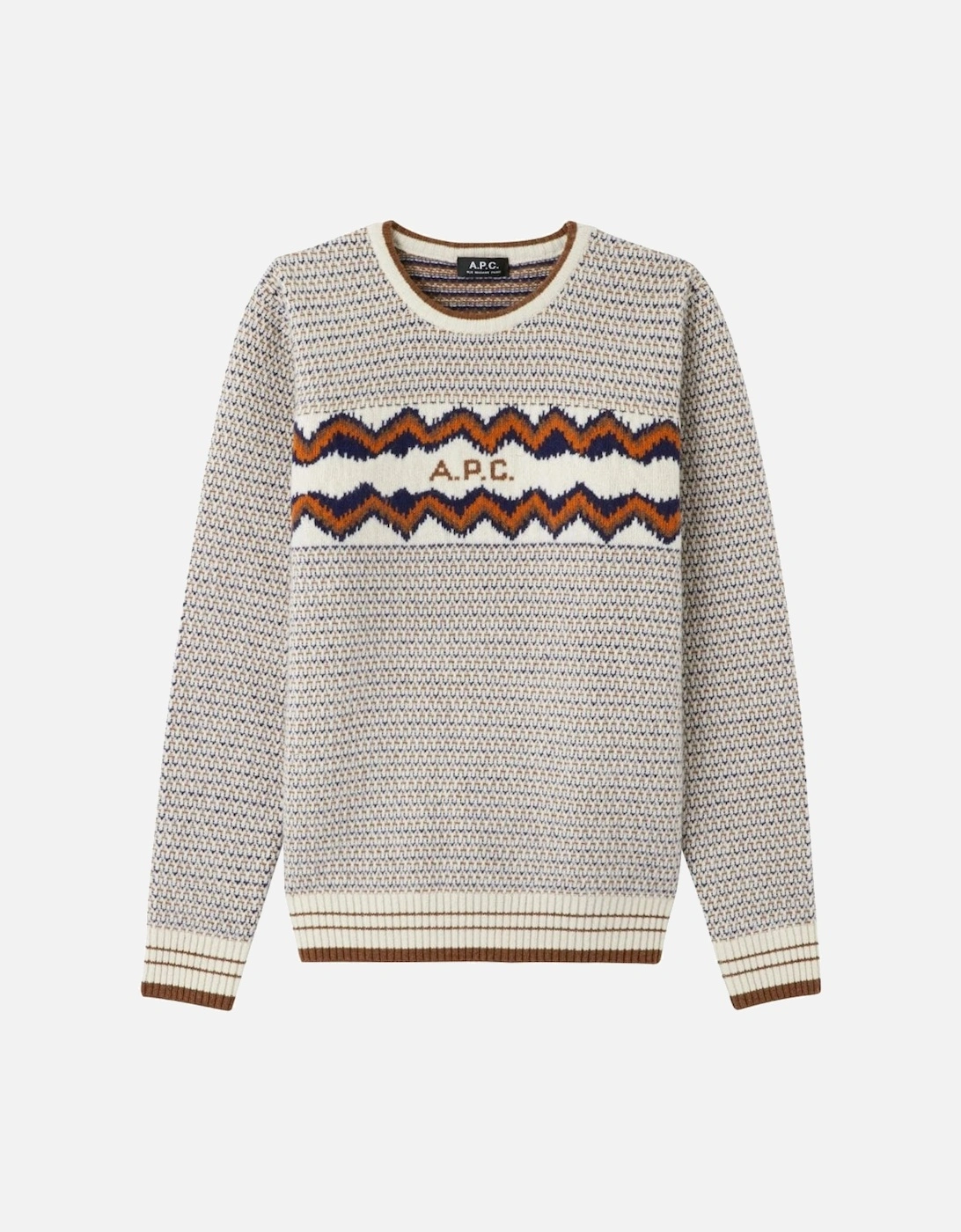 A.P.C Men's Intarsia Logo Wool Jumper White, 3 of 2