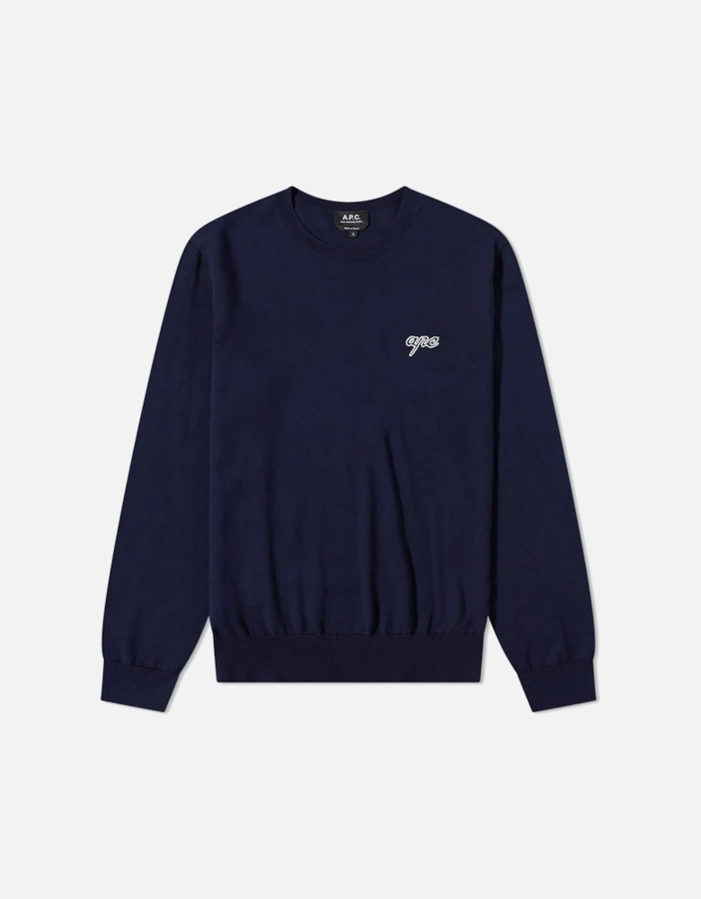 A.p.c Mens Otis Logo Crew Knit Navy
