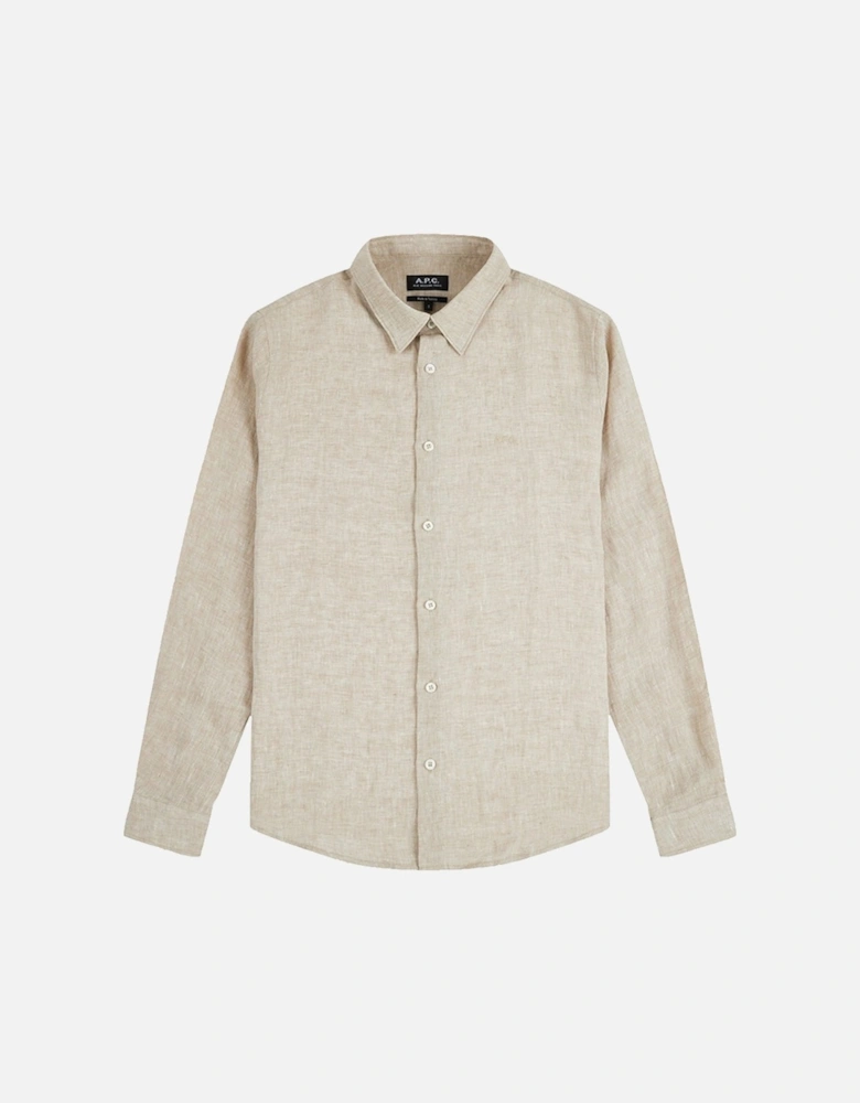 A.p.c Mens Vincent Logo Shirt Beige