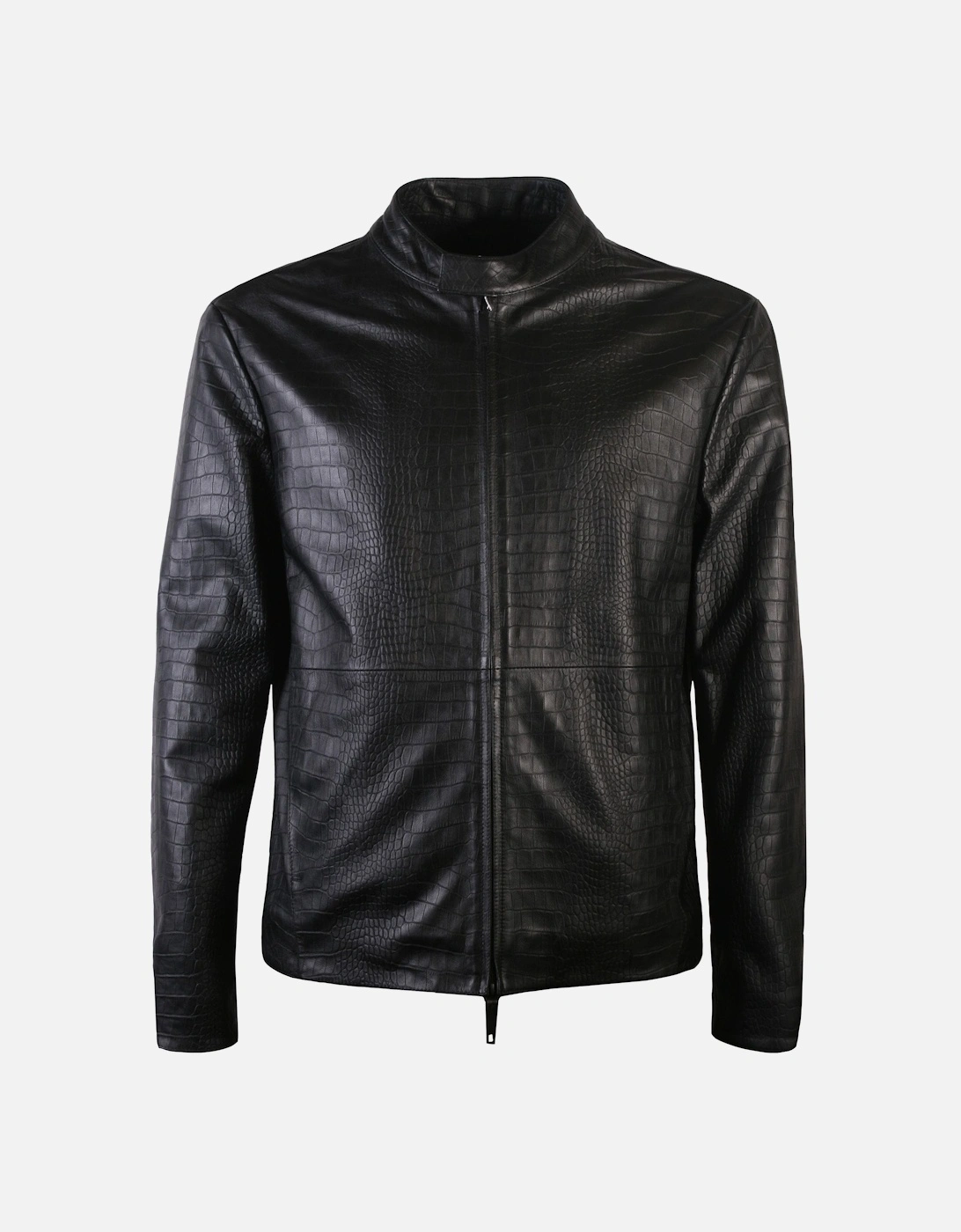 Collezioni Men's Leather Bomber Jacket Black, 5 of 4