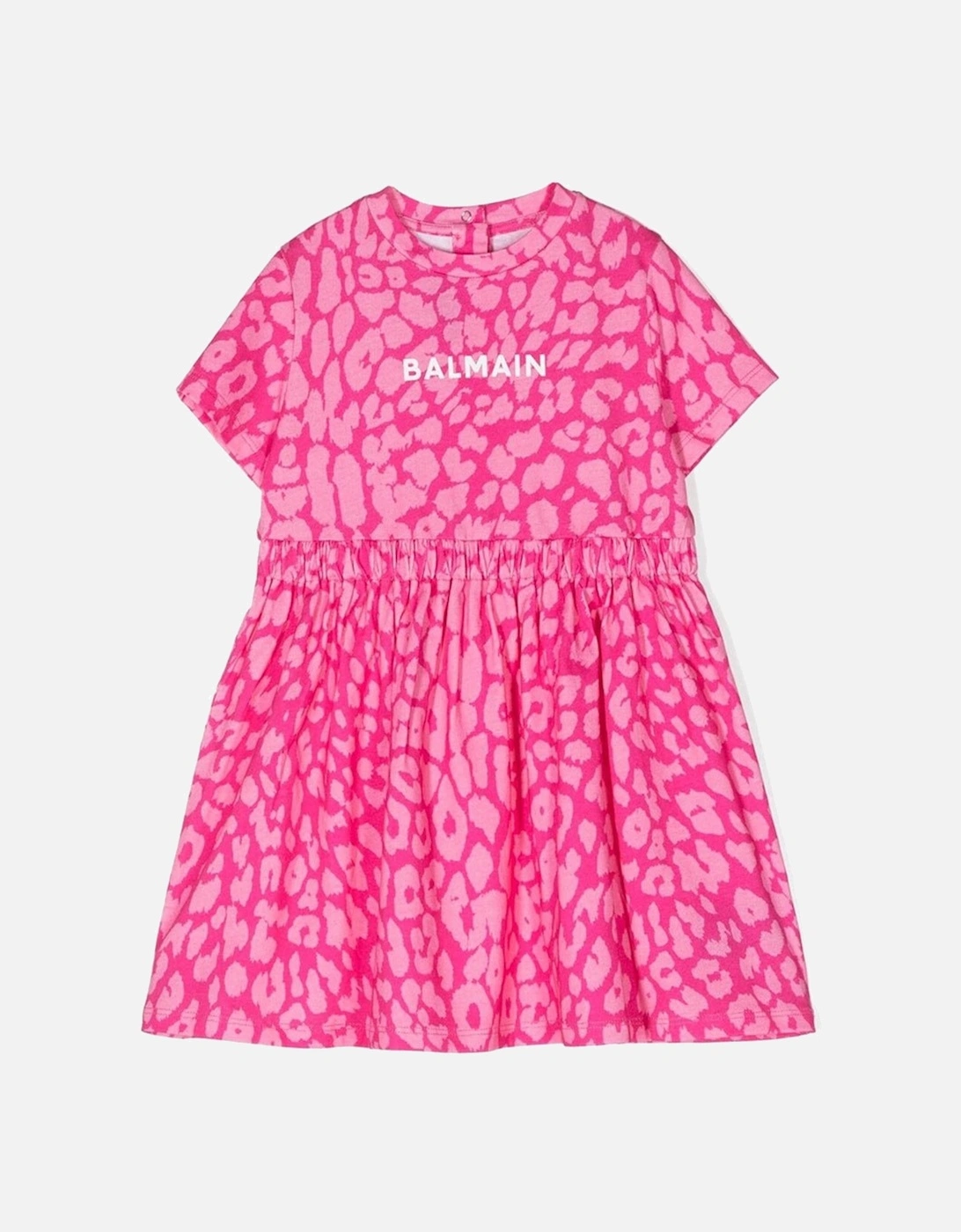 Baby Girls Leopard Print Jersey Dress Pink, 4 of 3