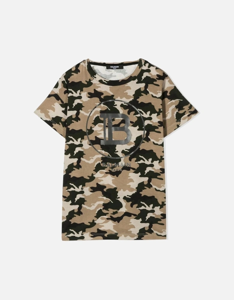 Boys Camouflage Logo T-Shirt in Green