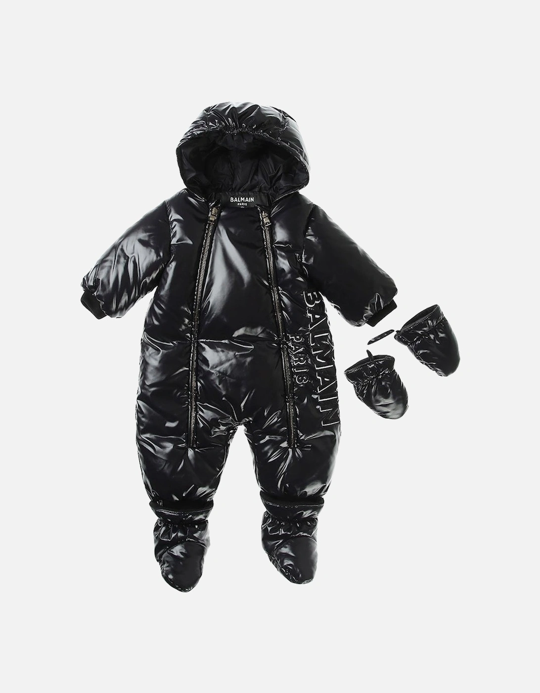 Baby Unisex Puffer Jacket Babygrow Black, 4 of 3