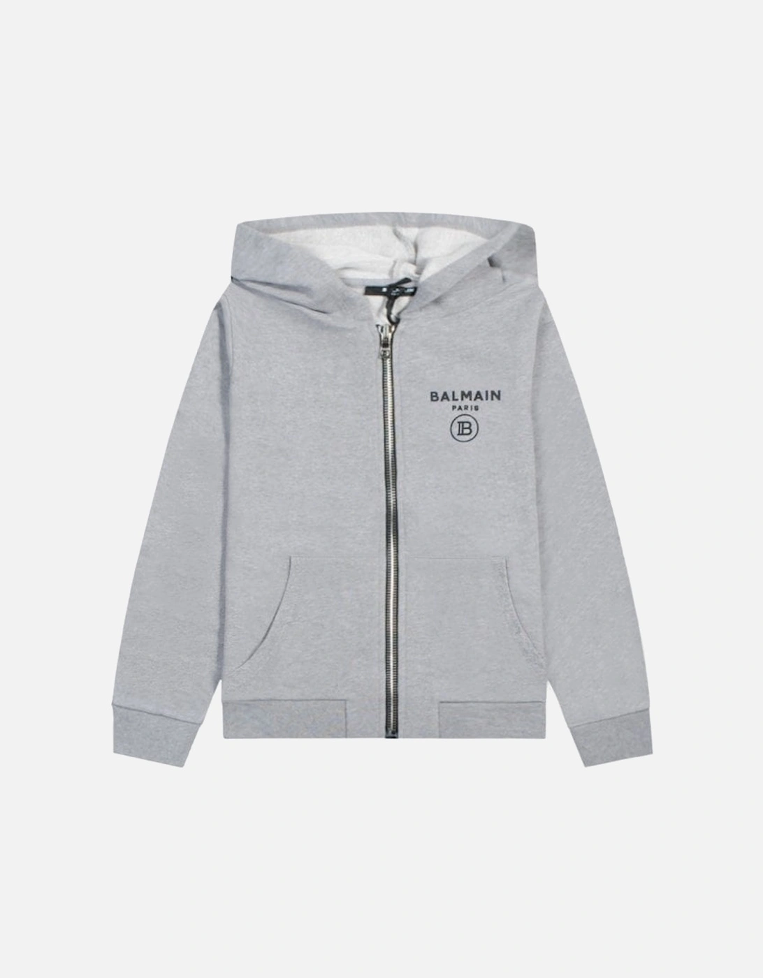 Boys Logo Print Zipped Hoodie Grey, 6 of 5