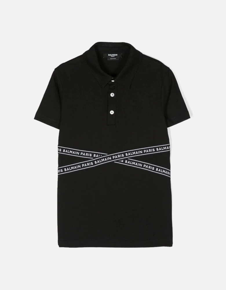 Boys Tape Logo Polo Black