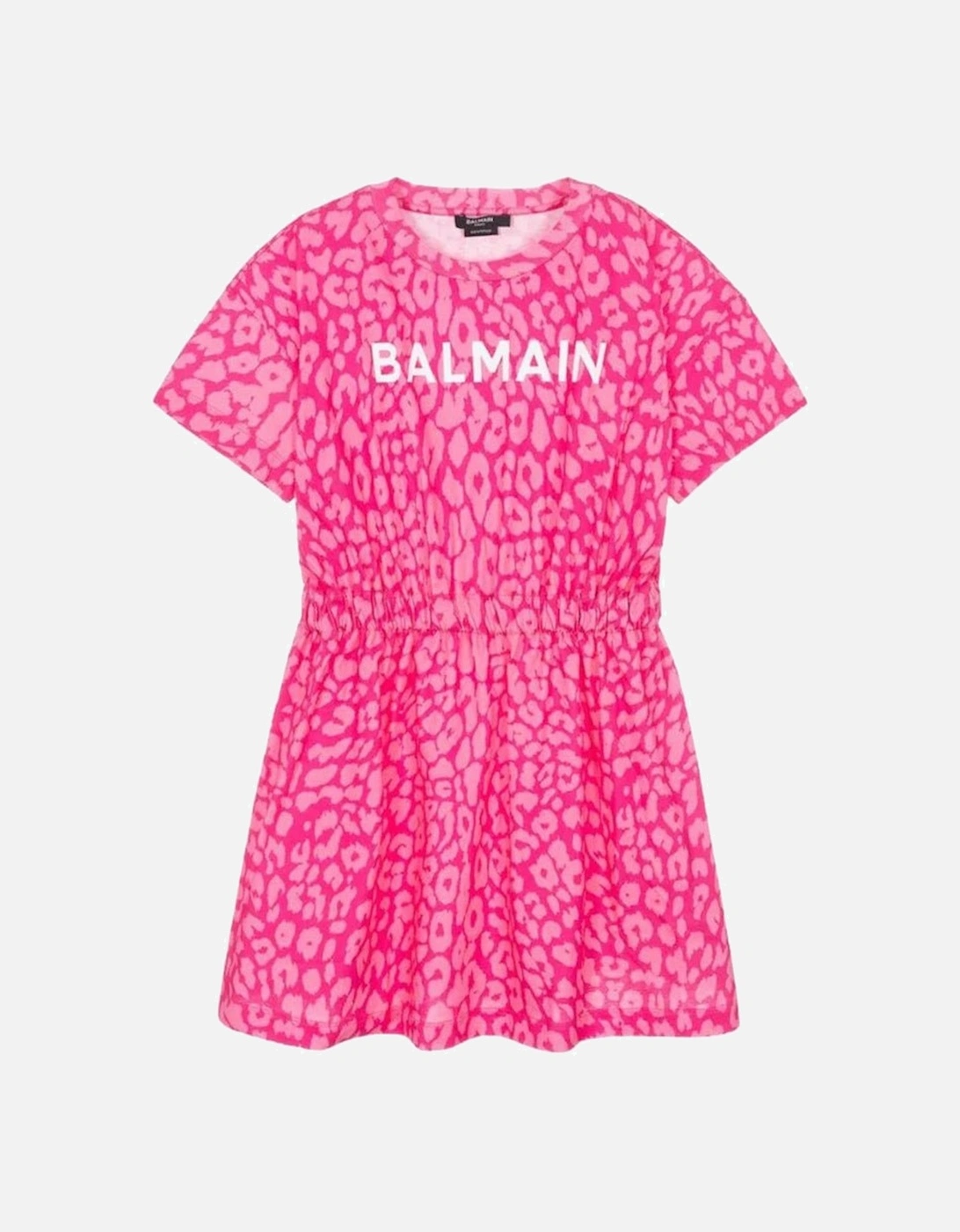 Girls Leopard Print Jersey Dress Pink, 3 of 2