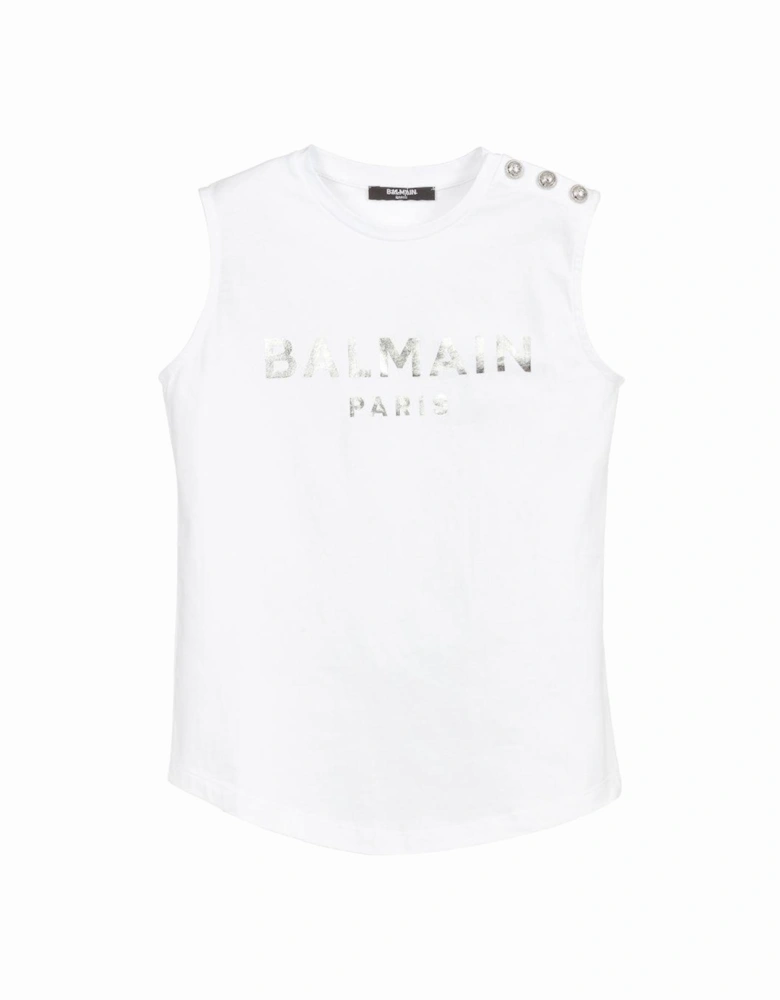 Girls Logo Vest White