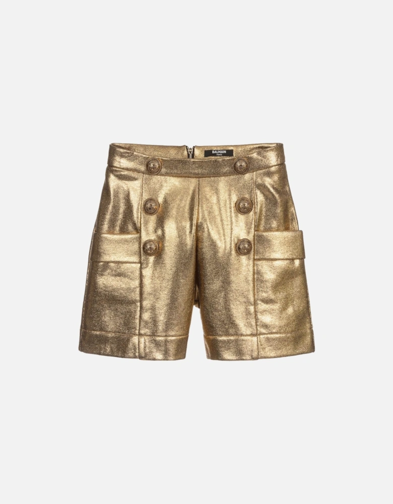 Teen Girls Metallic Shorts Gold