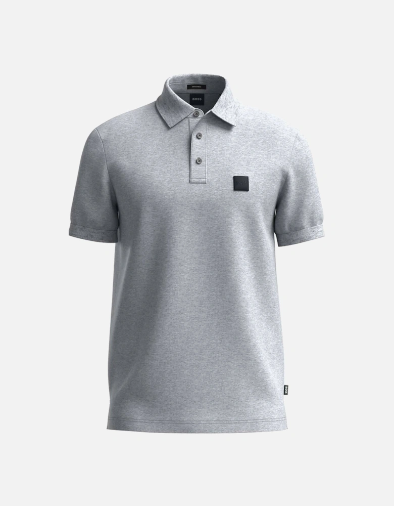 Mens Logo Patch Polo Grey