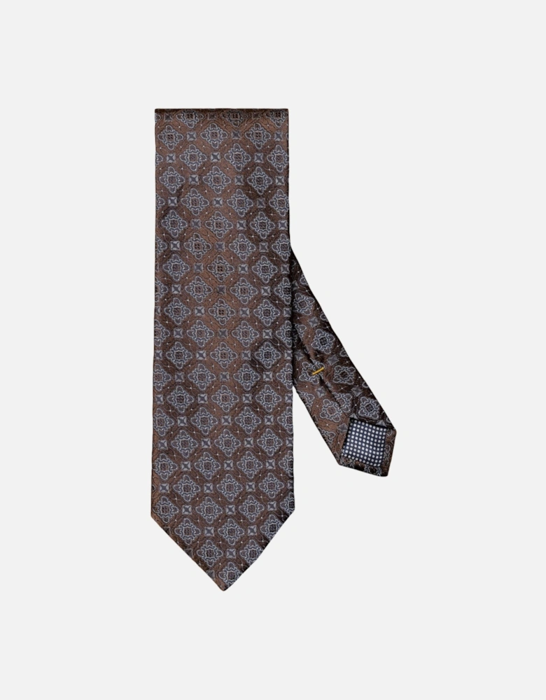 Medallion Pattern Silk Tie 39 Dark Brown