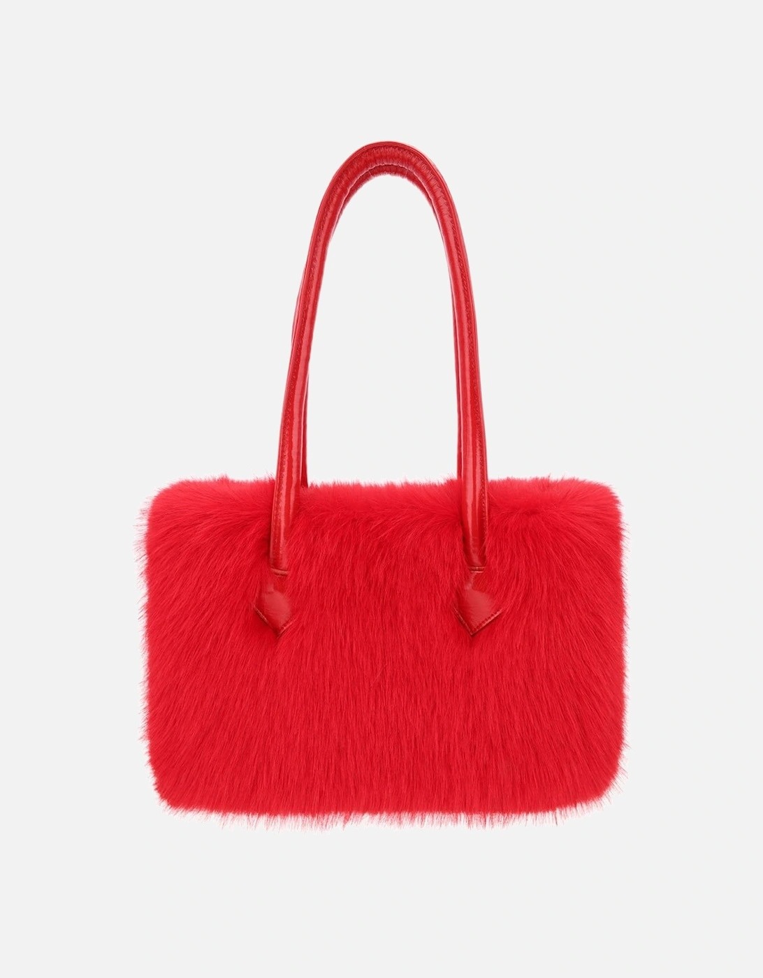 Red Eco Bamboo Faux Fur Tote Bag