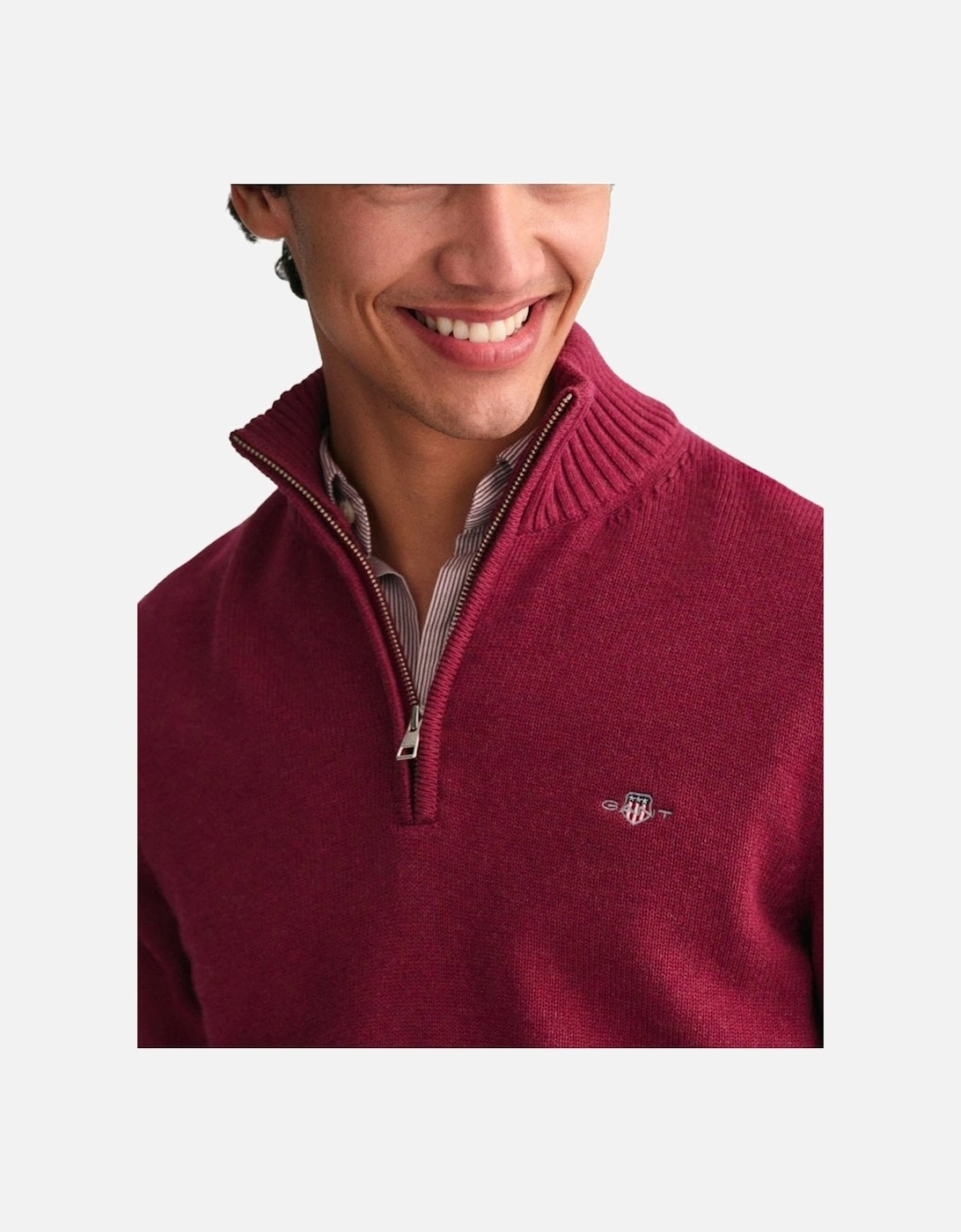 Casual Cotton Half Zip Plumped Red