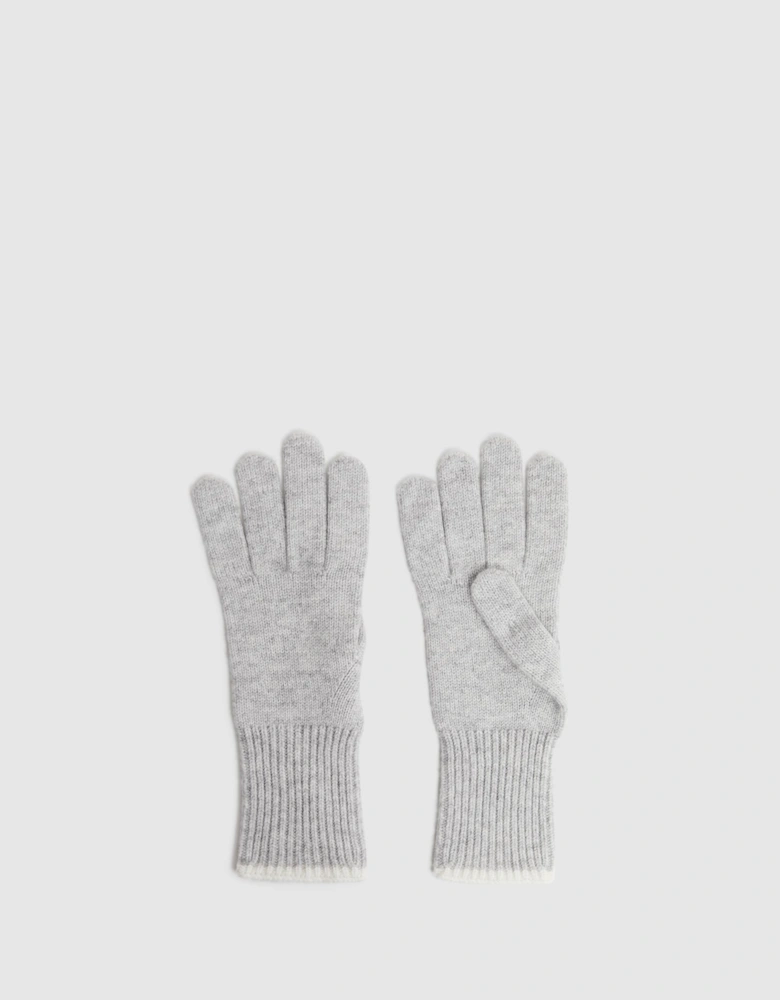 Wool Blend Contrast Trim Gloves