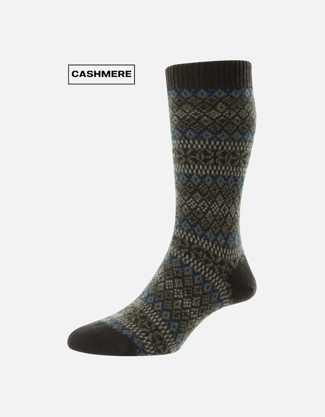 Men's Sherborne Fair Isle Cashmere Sock, 2 of 1