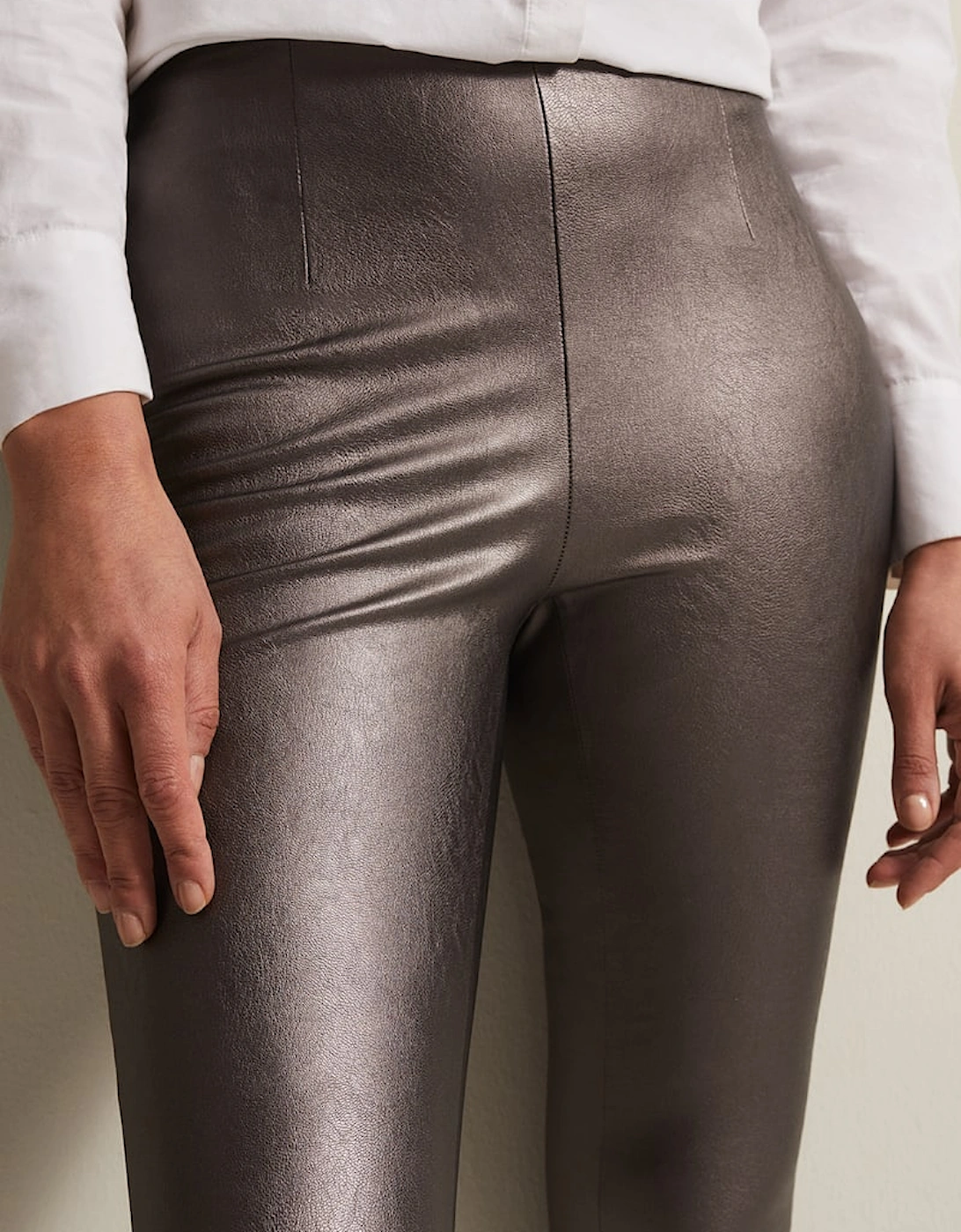 Amina Silver Faux Leather Jeggings