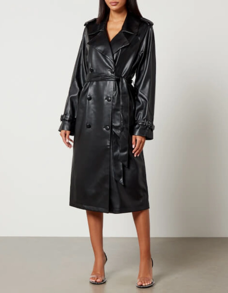 Chino Faux-Leather Trench Coat