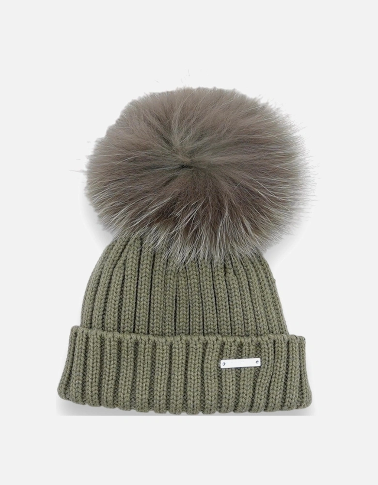 Green Faux Fur Ribbed Hat