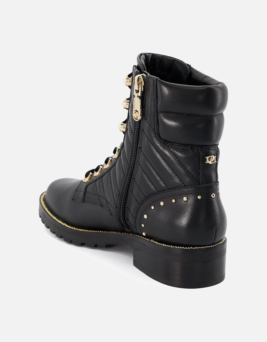 Ladies Pearlescent - Quilted-Side Biker Boots