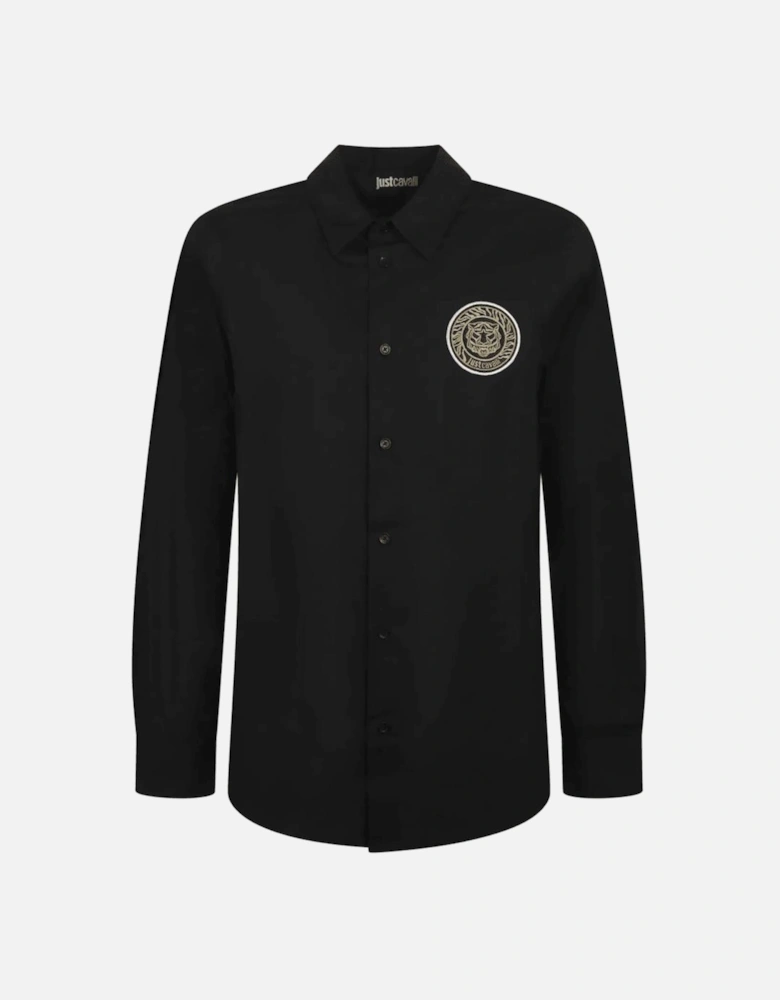 Embroidered Tiger Logo Black Shirt