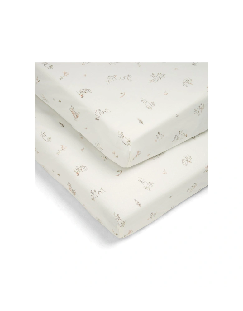 2 Cot/Bed Fitted Sheets - Bunny/Fox