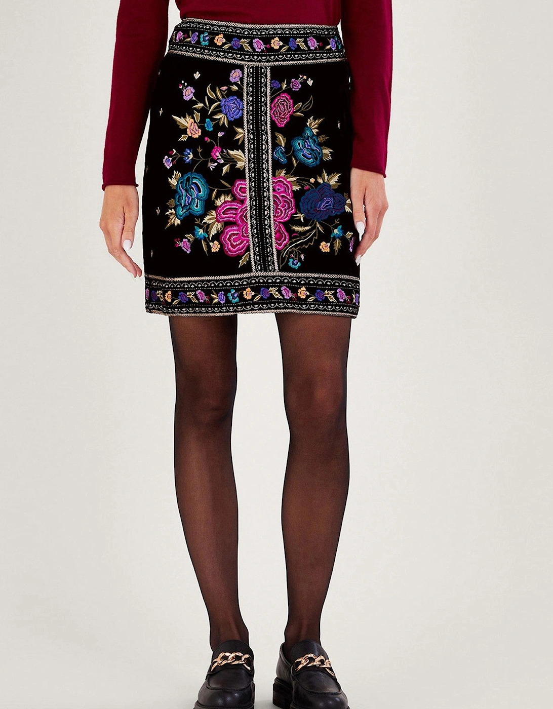 Freya Embroidered Velvet Skirt, 2 of 1