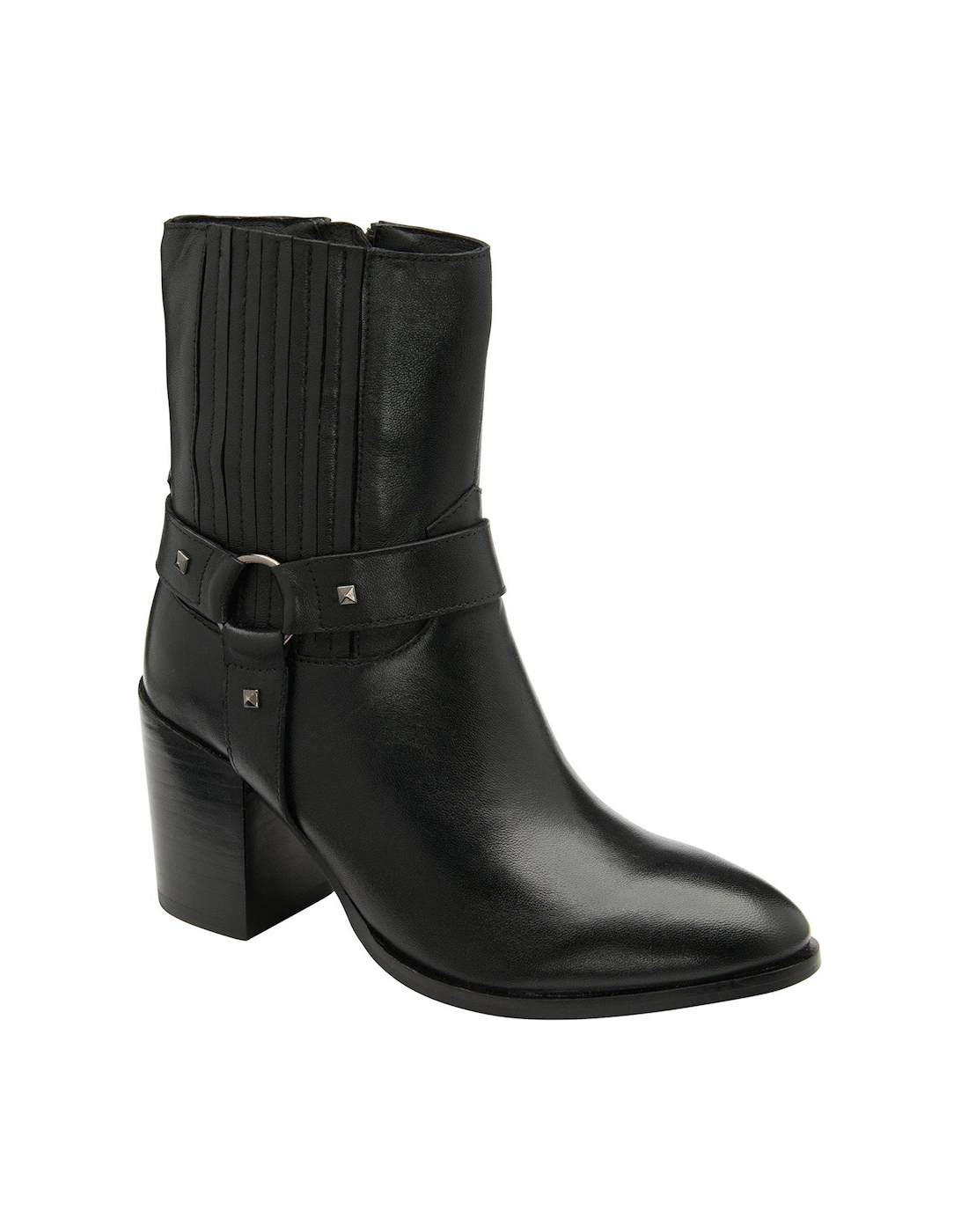 Ohey Black Leather Western Ankle Boot, 2 of 1